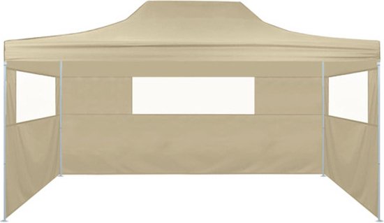 vidaXL Tente de réception pliante avec 3 parois latérales 3 x 4 m Crème Acier