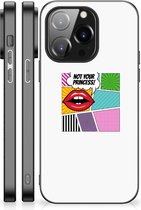 Silicone Back Case iPhone 14 Pro Telefoon Hoesje met Zwarte rand Popart Princess
