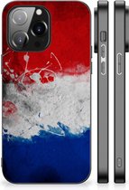 Mobiel TPU Hard Case iPhone 14 Pro Max Telefoon Hoesje met Zwarte rand Nederlandse Vlag