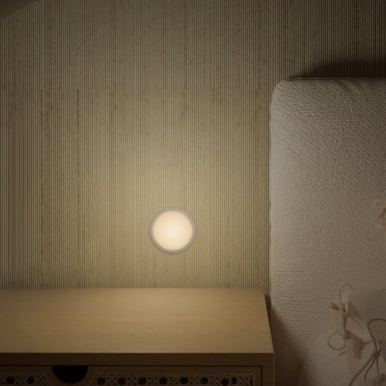 Stekkerlamp - Nachtlamp met Dag en Nacht Sensor - Igia Qpoi - 0.3W - Warm Wit 3000K - Rond - Mat Wit - Kunststof - Qualu