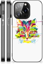 GSM Hoesje iPhone 14 Pro Mobiel TPU Hardcase met Zwarte rand Cat Color