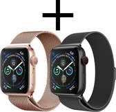 Geschikt Voor Apple Watch Bandje - Horloge Band Voor Apple Watch 38/40 mm Milanees - Zwart/rose Goud