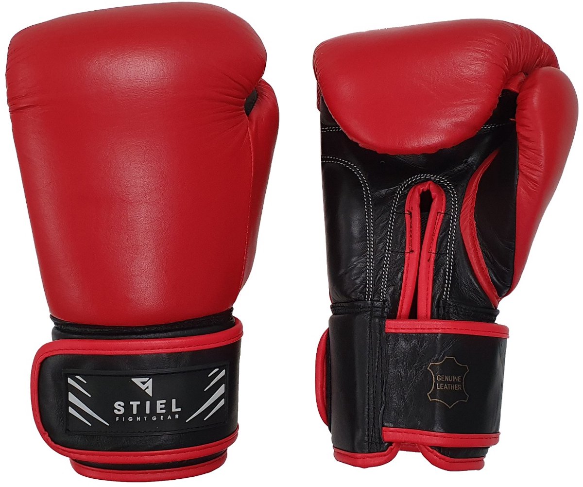 Stiel Pro Bokshandschoenen - Leer - Rood met zwart (Beschikbaar in verschillende maten)