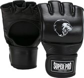 Super Pro Combat Gear Slugger MMA Handschoenen Leder Zwart/Wit Large