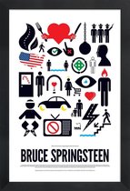 JUNIQE - Poster in houten lijst Bruce Springsteen -40x60 /Groen & Rood