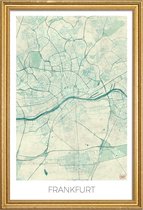 JUNIQE - Poster met houten lijst Frankfurt - vintage stadskaart -13x18