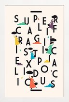 JUNIQE - Poster in houten lijst Supercali -40x60 /Kleurrijk