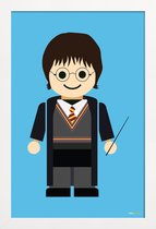 JUNIQE - Poster met houten lijst Harry Potter Toy -13x18 /Blauw &