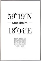 JUNIQE - Poster met kunststof lijst Stockholm -40x60 /Wit & Zwart