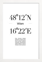 JUNIQE - Poster in houten lijst Wien -20x30 /Wit & Zwart