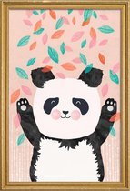 JUNIQE - Poster met houten lijst Panda kinderkamer illustratie -13x18