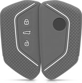 Étui à clés de voiture kwmobile pour clé de voiture à 3 boutons VW Golf 8 - Étui à clés de voiture en gris / blanc