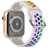 Tweekleurige siliconen horlogeband voor Apple Watch Series 6 & SE & 5 & 4 40 mm / 3 & 2 & 1 38 mm (wit + kleur) (wit + kleur)