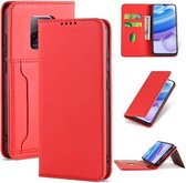 Voor Xiaomi Redmi 10X 5G Sterk magnetisme Schokbestendig Horizontaal Flip Vloeistofgevoel lederen tas met houder & kaartsleuven & portemonnee (rood)