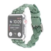 Voor Apple Watch Series 6 & SE & 5 & 4 44 mm / 3 & 2 & 1 42 mm lederen geweven polsband met enkele lus (groen)