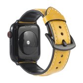 Echt lederen horlogeband voor Apple Watch Series 6 & SE & 5 & 4 44 mm / 3 & 2 & 1 42 mm (geel)