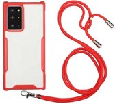 Voor Samsung Galaxy Note20 acryl + kleur TPU schokbestendig hoesje met nekkoord (rood)