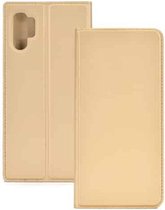 Elektrisch geperst Plain Texture Ultradunne magnetische zuiging TPU + PU lederen tas met houder en kaartsleuf voor Galaxy Note10 + (goud)