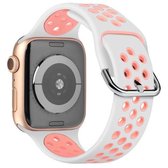 Tweekleurige siliconen horlogeband voor Apple Watch Series 6 & SE & 5 & 4 44 mm / 3 & 2 & 1 42 mm (wit roze)