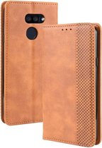 Voor LG K40S Magnetische Gesp Retro Crazy Horse Textuur Horizontale Flip Leren Case met Houder & Kaartsleuven & Fotolijst (Bruin)