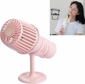 Eenvoudige microfoon USB handheld spray vochtinbrengende ventilator (roze)