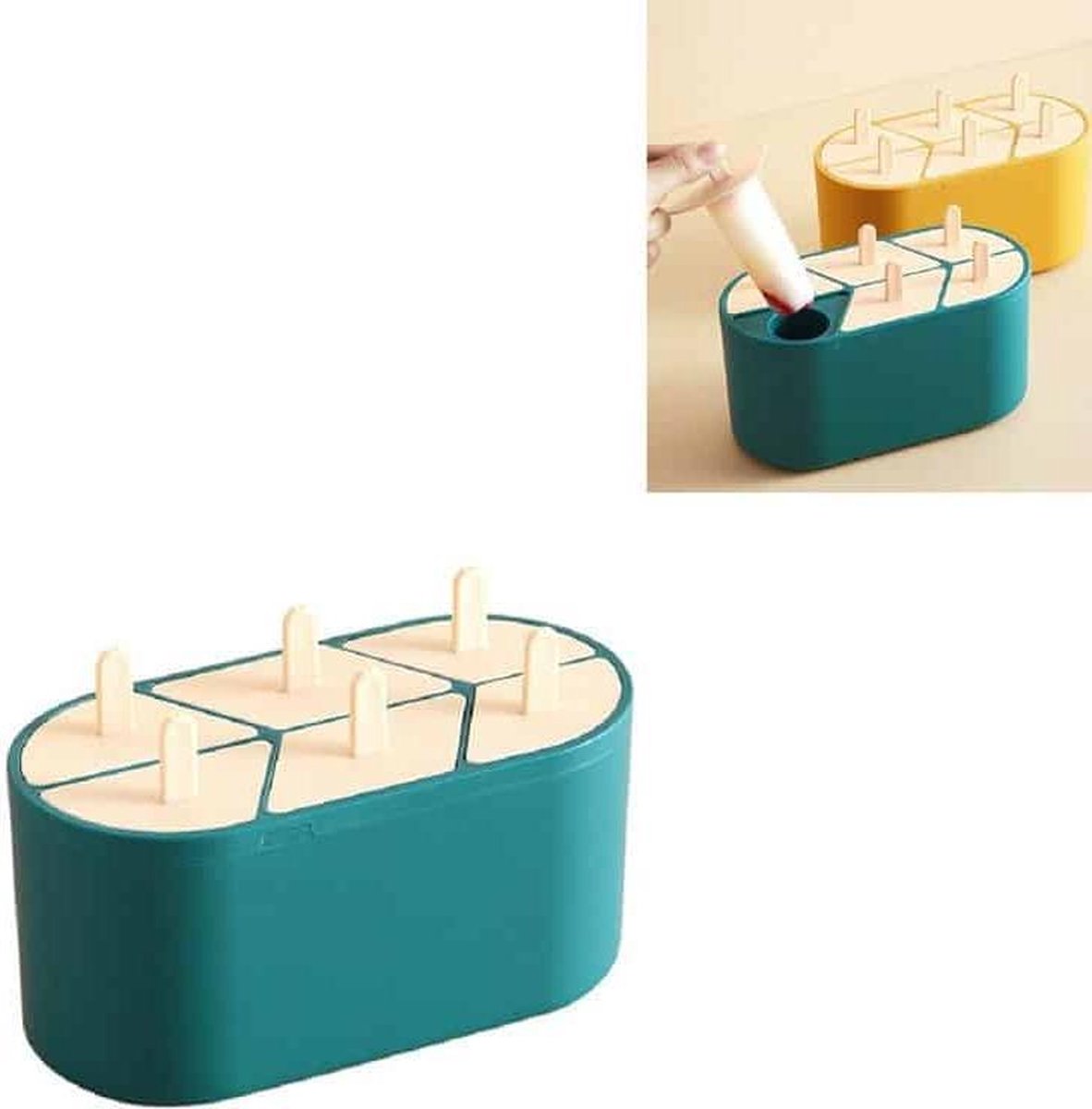 2 STKS Popsicle Ice Cream Mold Creative zelfgemaakte ijsvorm met zes raster siliconen ijsblokjes (groen)