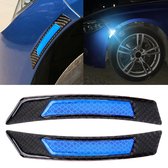 2 stks koolstofvezel reflecterende autostootkussen flare wiel brow waarschuwingsstrip stickers (blauw)
