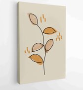 Green and earth tone background foliage line art drawing with abstract shape and watercolor 2 - Moderne schilderijen – Vertical – 1922511893 - 50*40 Vertical