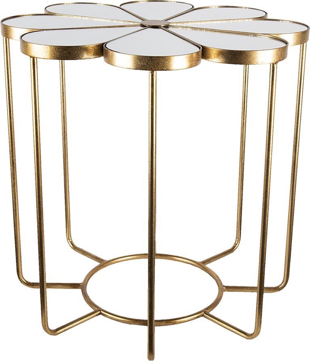 Bijzettafel Ø 62x61 cm Goudkleurig Metaal Glas