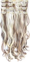 Clip in hair extensions 7 set wavy bruin / blond - P8/613