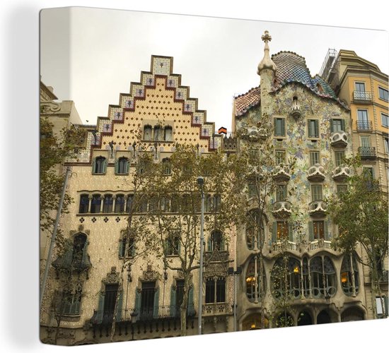 Canvas Schilderij Barcelona - Architectuur - Spanje - 40x30 cm - Wanddecoratie