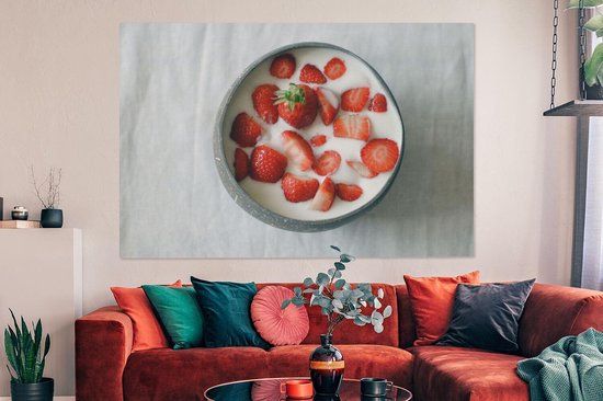 Tableau sur toile Fraise - Kom - Table - 150x100 cm - Décoration murale