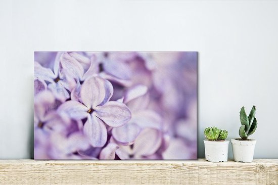 Canvas Schilderij Close up van lavendel bloemen - 30x20 cm - Wanddecoratie