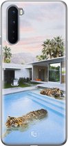 OnePlus Nord hoesje - Tijger zwembad - OnePlus Nord case - Soft Case Telefoonhoesje - Multi