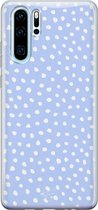 Huawei P30 Pro hoesje - Paars lila stippen - Siliconen - Soft Case Telefoonhoesje - Gestipt - Paars