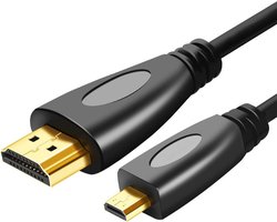 By Qubix - HDMI kabel 1.5 meter - HDMI Male naar Micro HDMI kabel geschikt voor GoPro, camera's etc - HDMI 1.4 versie - High Speed 1080P - Black