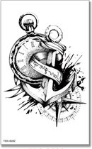 Tattoo timeless anchor - plaktattoo - tijdelijke tattoo - 12 cm x 9 cm (L x B)