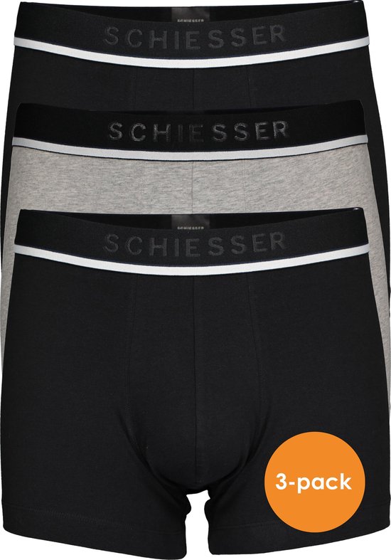 SCHIESSER 95/5 shorts (3-pack) - zwart - zwart en grijs - Maat: XXL
