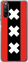 6F hoesje - geschikt voor Sony Xperia 10 III -  Transparant TPU Case - Amsterdamse vlag #ffffff