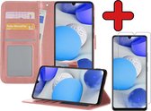 Samsung A42 Hoesje Book Case Met Screenprotector - Samsung Galaxy A42 Hoesje Wallet Case Portemonnee Hoes Cover - rose Goud