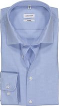 Seidensticker shaped fit overhemd - lichtblauw met wit geruit - Strijkvrij - Boordmaat: 45