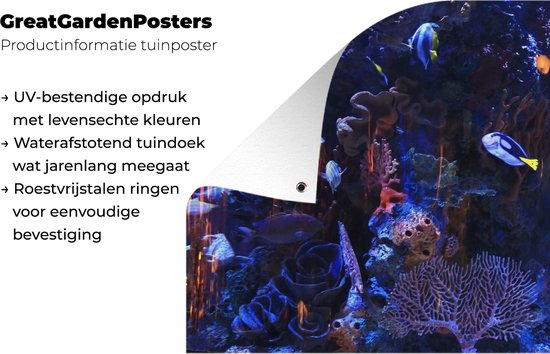 Affiche de jardin d'aquarium d'eau de mer tropicale 90x60 cm - Toile de jardin / Toile d'extérieur / Peintures pour l'extérieur (décoration de jardin)