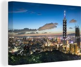 Canvas Schilderij De toren van Taipei 101 in het Aziatische Taiwan - 60x40 cm - Wanddecoratie