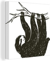 Une illustration d'un paresseux sur une toile de branche 80x60 cm - Tirage photo sur toile (Décoration murale salon / chambre) / Peintures sur toile animaux sauvages