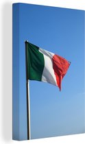 Canvas Schilderij Italiaanse vlag in een lichtblauwe lucht - 40x60 cm - Wanddecoratie