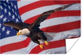 Amerikaanse zeearend voor de Amerikaanse vlag Poster 120x80 cm - Foto print op Poster (wanddecoratie woonkamer / slaapkamer) / Vogels Poster / Zee en Strand