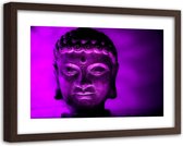 Foto in frame , Boeddha in Paars licht  , 120x80cm , Zwart paars , Premium print