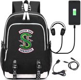 Caiyan - Riverdale South Side Serpents rugzak met usb aansluiting voor laptop en mobiele telefoon - Zwart canvas - unisex - School - Weekend - Logeren