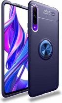 Metalen ringhouder 360 graden roterende TPU-hoes voor Huawei Honor 9X / 9X pro (blauw + blauw)