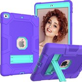 Contrasterende kleur Robot schokbestendig siliconen + pc-beschermhoes met houder voor iPad 10.2 (2019) / (2020) (paars mintgroen)